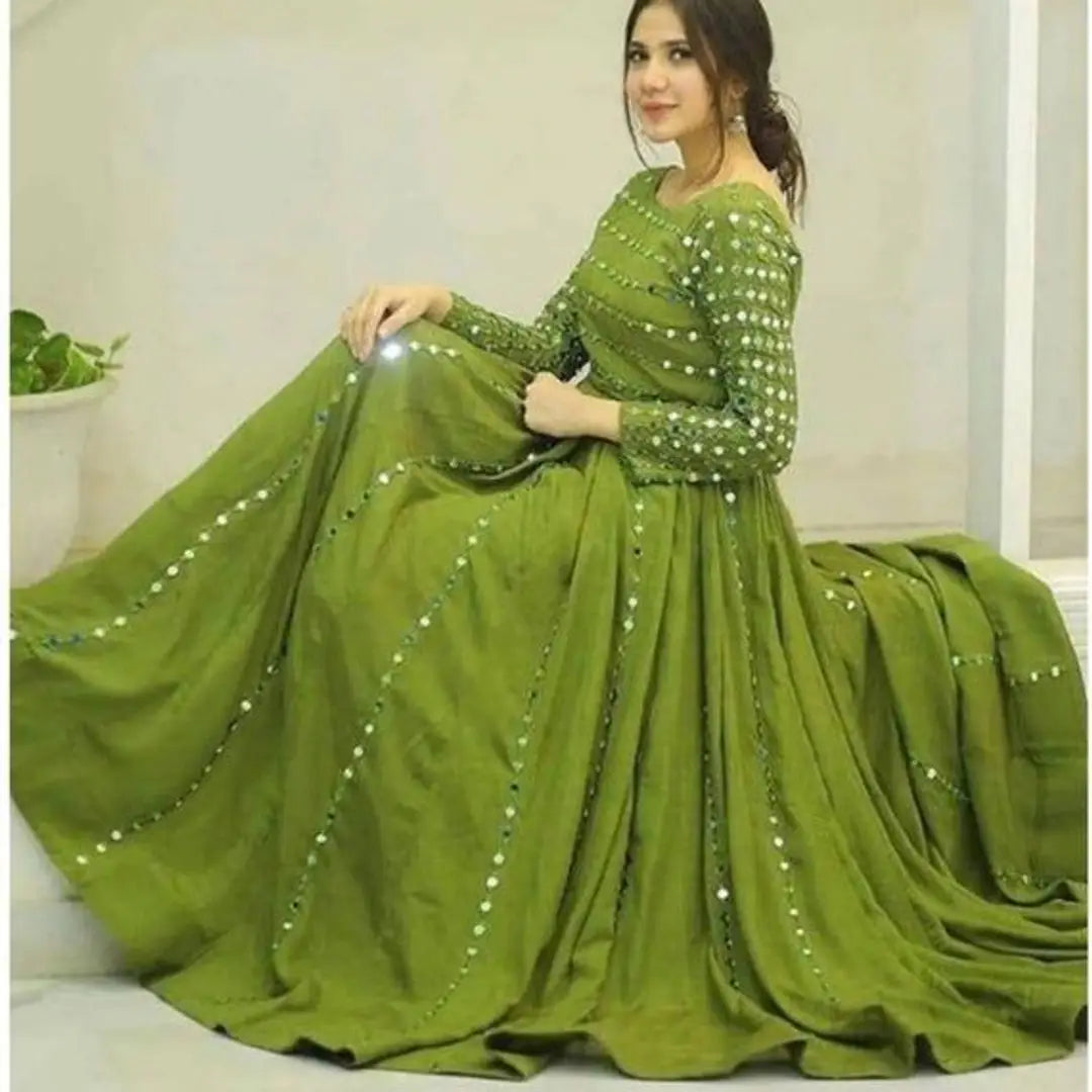 Mirror work gown green
