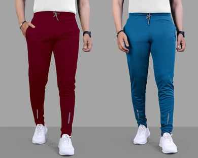 Suzaro Combo Mens Relaxed Lycra Track Pants / Regular Fit Jogger / Sport Wear Lower /Perfect Gym Pants /Stretchable Running Trousers /Nightwear and Daily Use Slim Fit Track Pants with Zipper with Bot