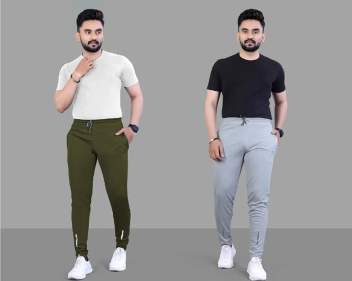 Suzaro Combo Mens Relaxed Lycra Track Pants / Regular Fit Jogger / Sport Wear Lower /Perfect Gym Pants /Stretchable Running Trousers /Nightwear and Daily Use Slim Fit Track Pants with Zipper with Bot