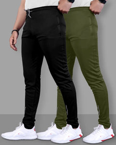 Classic Polyester Solid Track Pants for Men, Pack of 2