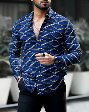 Stylish Lycra Printed Long Sleeves Casual Shirt For Men