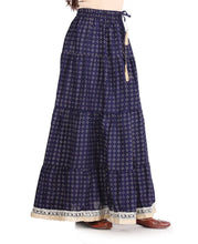 Load image into Gallery viewer, Elegant Dark Blue Rayon Printed Flared Skirts For Women