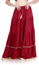 Load image into Gallery viewer, Elegant Maroon Rayon Solid Flared Skirts For Women