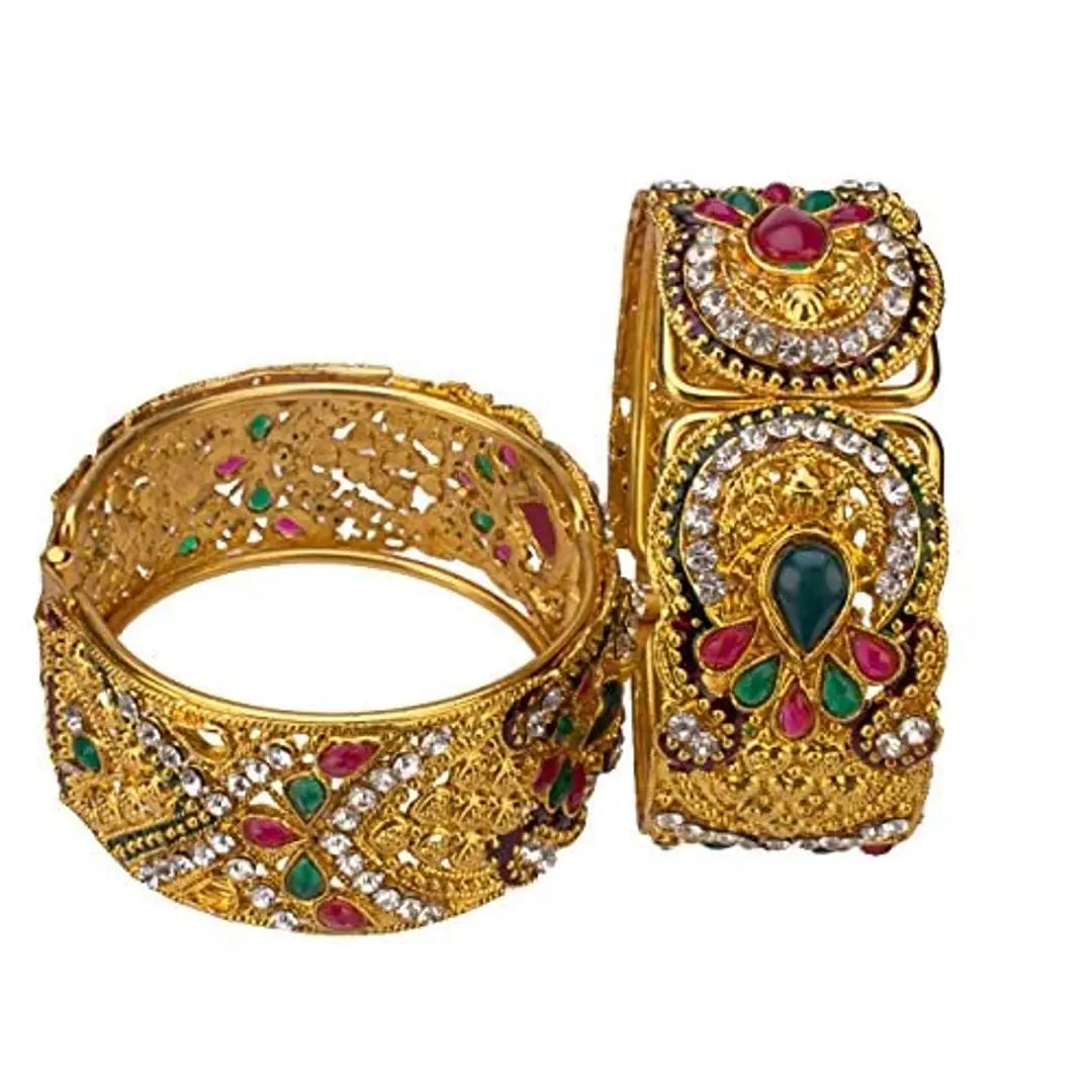 JDX Gold Plated Bangles Kada for Women and Girls Size_Adjustable