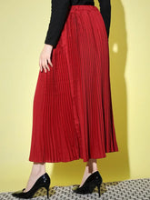 Load image into Gallery viewer, Elegant Maroon Crepe Solid Skirts For Women