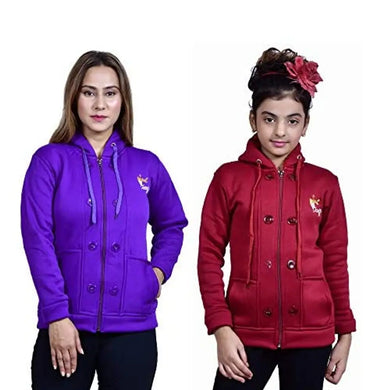 Blushh Collection Present Mother & Daughter Matching Winter Hooded Fullsleeve Sweatshirt (Pack of 2)