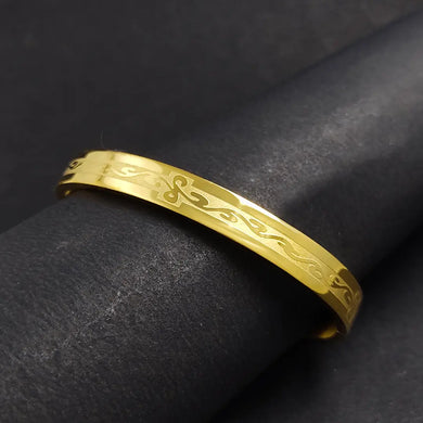High Polished Stainless Steel Designer Gold Plated Kada for Unisex