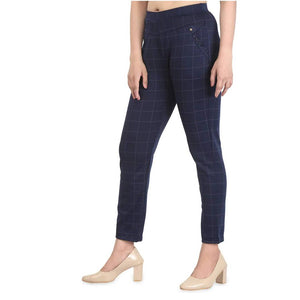 Women's Navy Blue Cotton Blend Jeggings