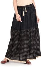 Load image into Gallery viewer, Elegant Black Rayon Printed Flared Skirts For Women