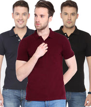Load image into Gallery viewer, Poly Cotton Solid Half Sleeves Mens Polo T-shirt (Pack of 3)