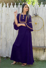 Load image into Gallery viewer, Navy Blue Solid Rayon Gota Patti Work Kurtis