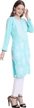 Load image into Gallery viewer, Women Chikan Embroidery Cotton Straight Kurta