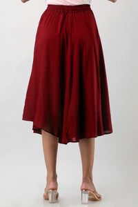 Elegant Maroon Rayon Solid Flared Skirts For Women