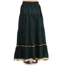 Load image into Gallery viewer, Elegant Dark Green Rayon Solid Flared Skirts For Women