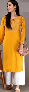 Elegant Rayon Embroidered Kurti Palazzo Sets