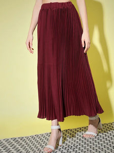 Elegant Red Crepe Solid Skirts For Women