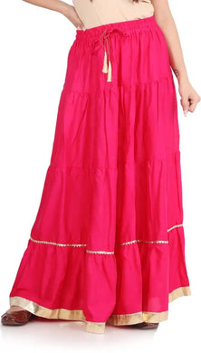 Elegant Pink Rayon Solid Flared Skirts For Women