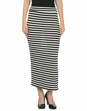 Load image into Gallery viewer, Stylish White Lycra Striped Pencil Skirt For Women