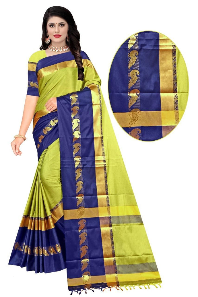 Affordable Solid Cotton Silk Saree With Tassel