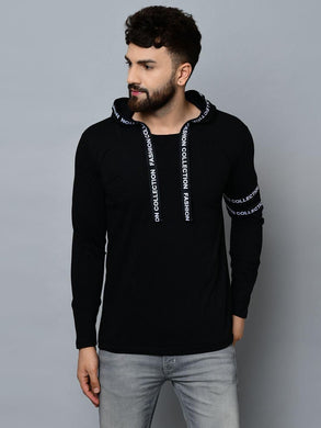 Cotton Blend Solid Full Sleeves Hoodie T-Shirt