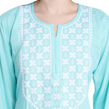 Load image into Gallery viewer, Women Chikan Embroidery Cotton Straight Kurta
