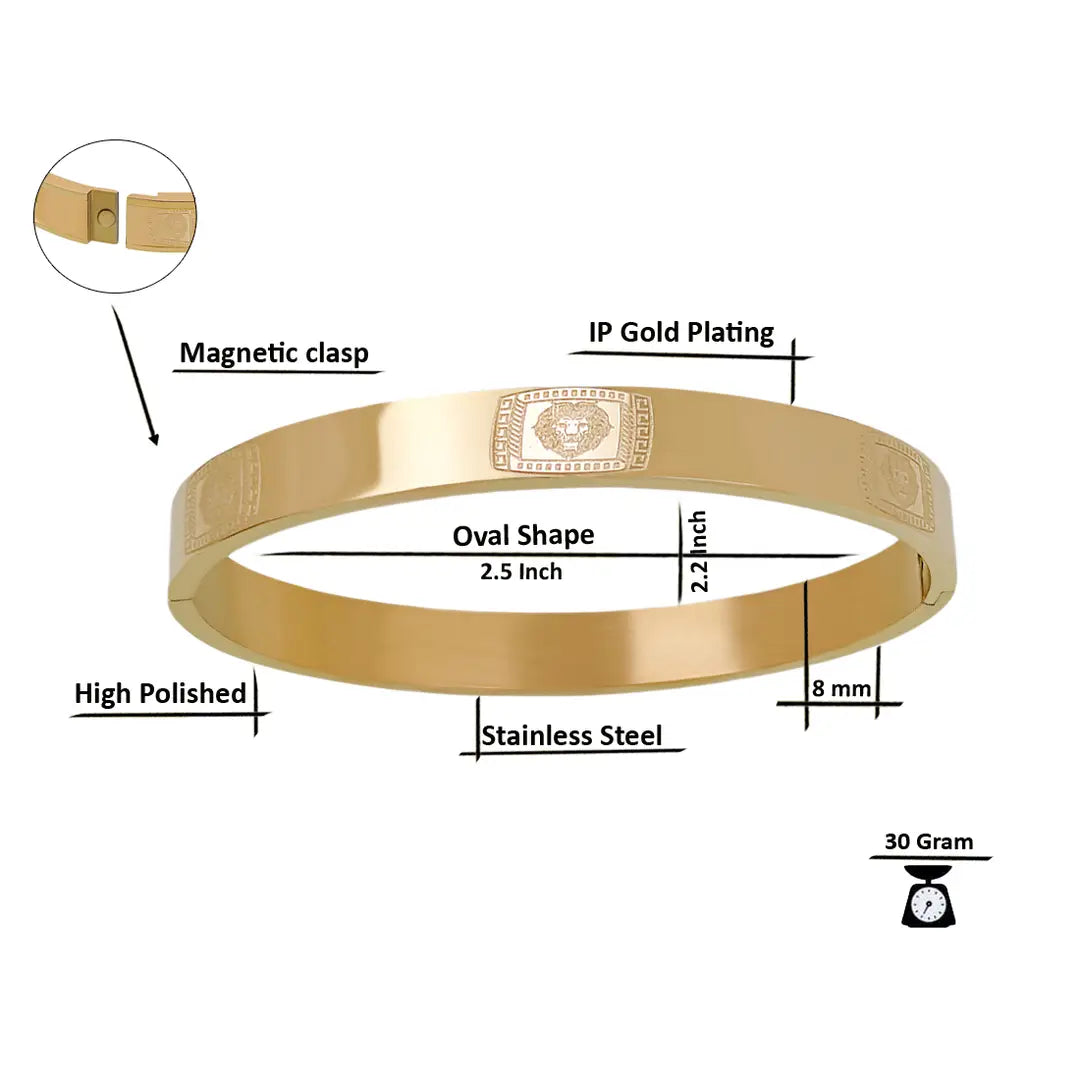 High Polished Stainless Steel Designer Gold Plated Kada for Unisex