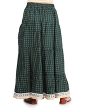Load image into Gallery viewer, Elegant Dark Green Rayon Printed Flared Skirts For Women