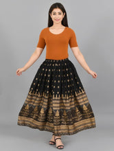Load image into Gallery viewer, Elite Black Rayon Gold Print Skirt For Women