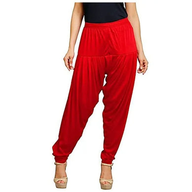 Eazy Trendz Viscose Lycra Solid Patiala for Womens - Red