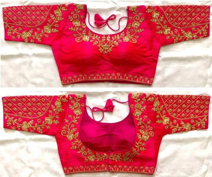 Women's Beautiful Phantom Silk  Embroidery With Handwork Blouse
