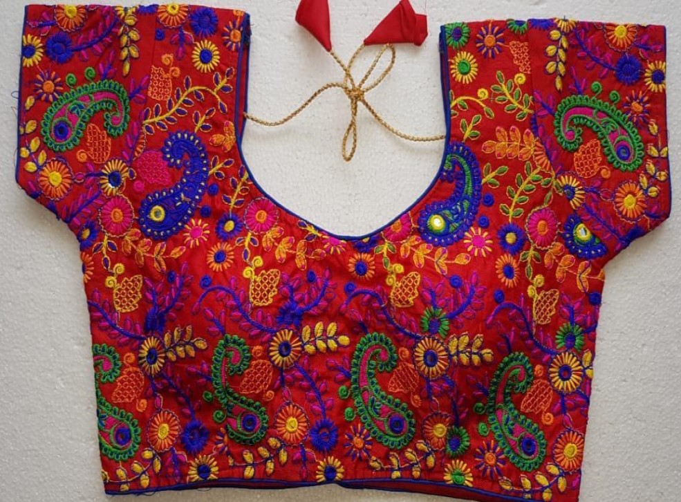 Heavy  Benglory Cotton Blouse with Kachhi embroidery work-No COD for this item - SVB Ventures 