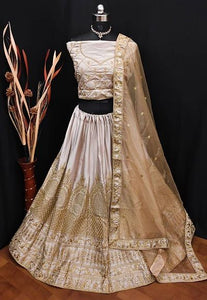 Silk Satin Embroidered Lehenga Choli