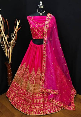 Silk Satin Embroidered Lehenga Choli