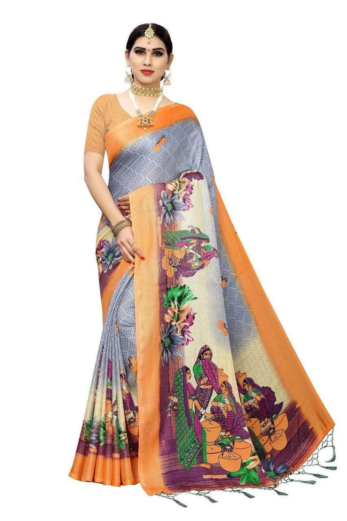 Lassi new jute sarees with tassel with blouse - SVB Ventures 