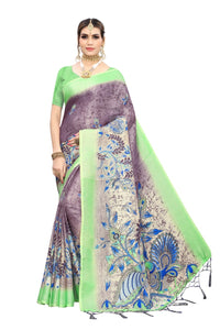 Parul new jute sarees with tassel with blouse - SVB Ventures 