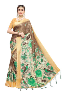 Sabrang new jute sarees with tassel with blouse - SVB Ventures 