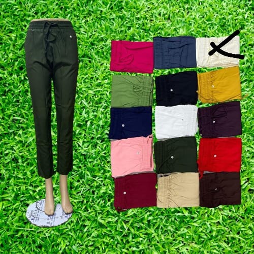 Alluring Chrome Cotton Solid Trousers For Women in running 15 colors