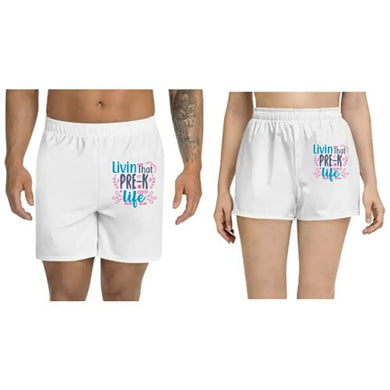 UDNAG Unisex Regular fit 'School Teacher | Livin That pre -k Life' Polyester Shorts [Size S/28In to XL/40In]