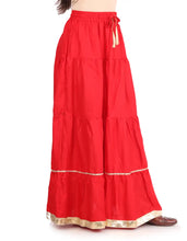 Load image into Gallery viewer, Elegant Red Rayon Solid Flared Skirts For Women