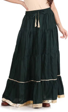 Load image into Gallery viewer, Elegant Dark Green Rayon Solid Flared Skirts For Women