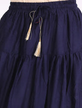 Load image into Gallery viewer, Elegant Dark Blue Rayon Solid Flared Skirts For Women