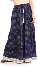 Load image into Gallery viewer, Elegant Dark Blue Rayon Printed Flared Skirts For Women