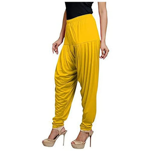 Eazy Trendz Viscose Lycra Solid Patiala for Womens - Yellow