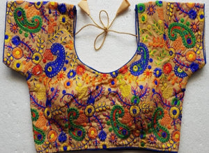 Heavy  Benglory Cotton Blouse with Kachhi embroidery work-No COD for this item