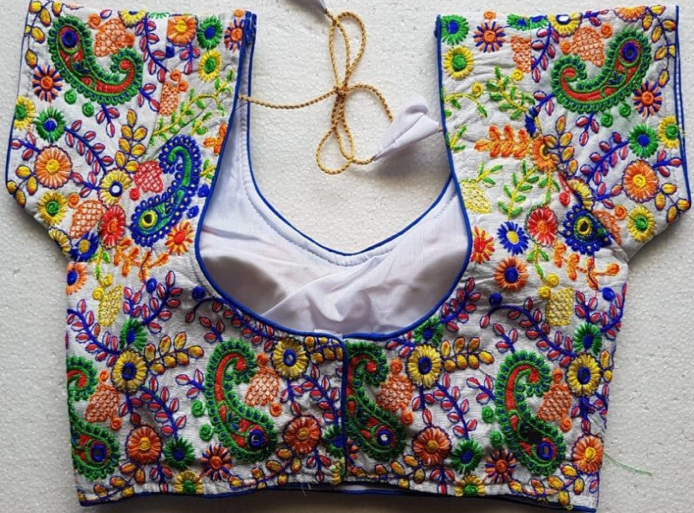 Heavy  Benglory Cotton Blouse with Kachhi embroidery work. - SVB Ventures 