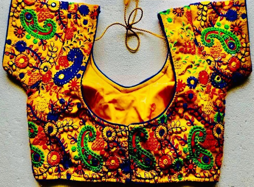Heavy  Benglory Cotton Blouse with Kachhi embroidery work-No COD for this item - SVB Ventures 
