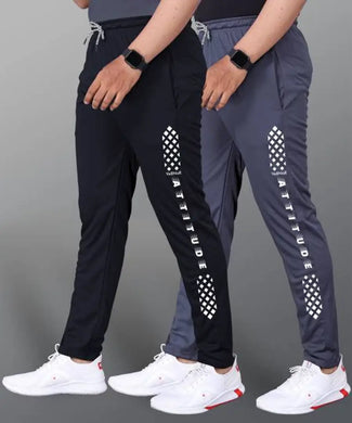 Stylish Multicoloured Nylon Solid Regular Track Pants For Men Pack Of 2