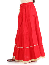 Load image into Gallery viewer, Elegant Red Rayon Solid Flared Skirts For Women