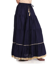 Load image into Gallery viewer, Elegant Dark Blue Rayon Solid Flared Skirts For Women
