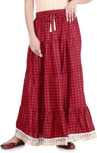 Load image into Gallery viewer, Elegant Maroon Rayon Printed Flared Skirts For Women
